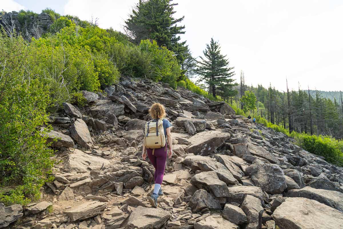 Angel's Rest Trail Nina on rocky part of trail