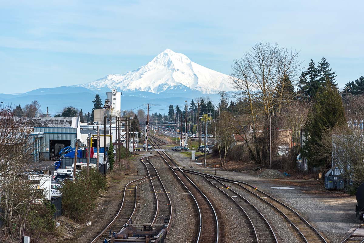Mount Hood view fro railroad tracks