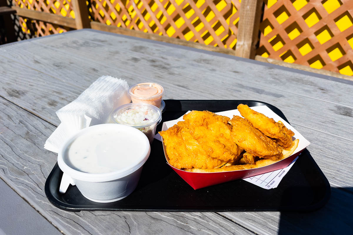 Old Oregon Smokehouse fish and chips plate