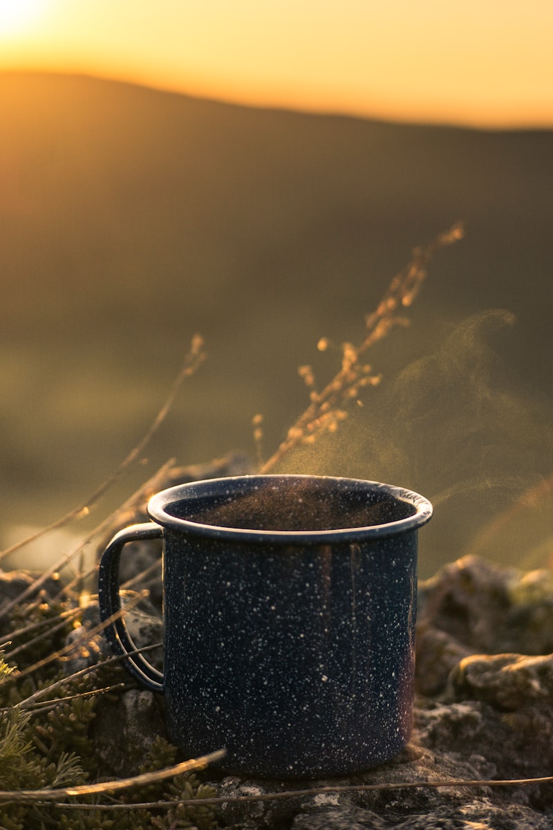 white and blue ceramic mug with white powder