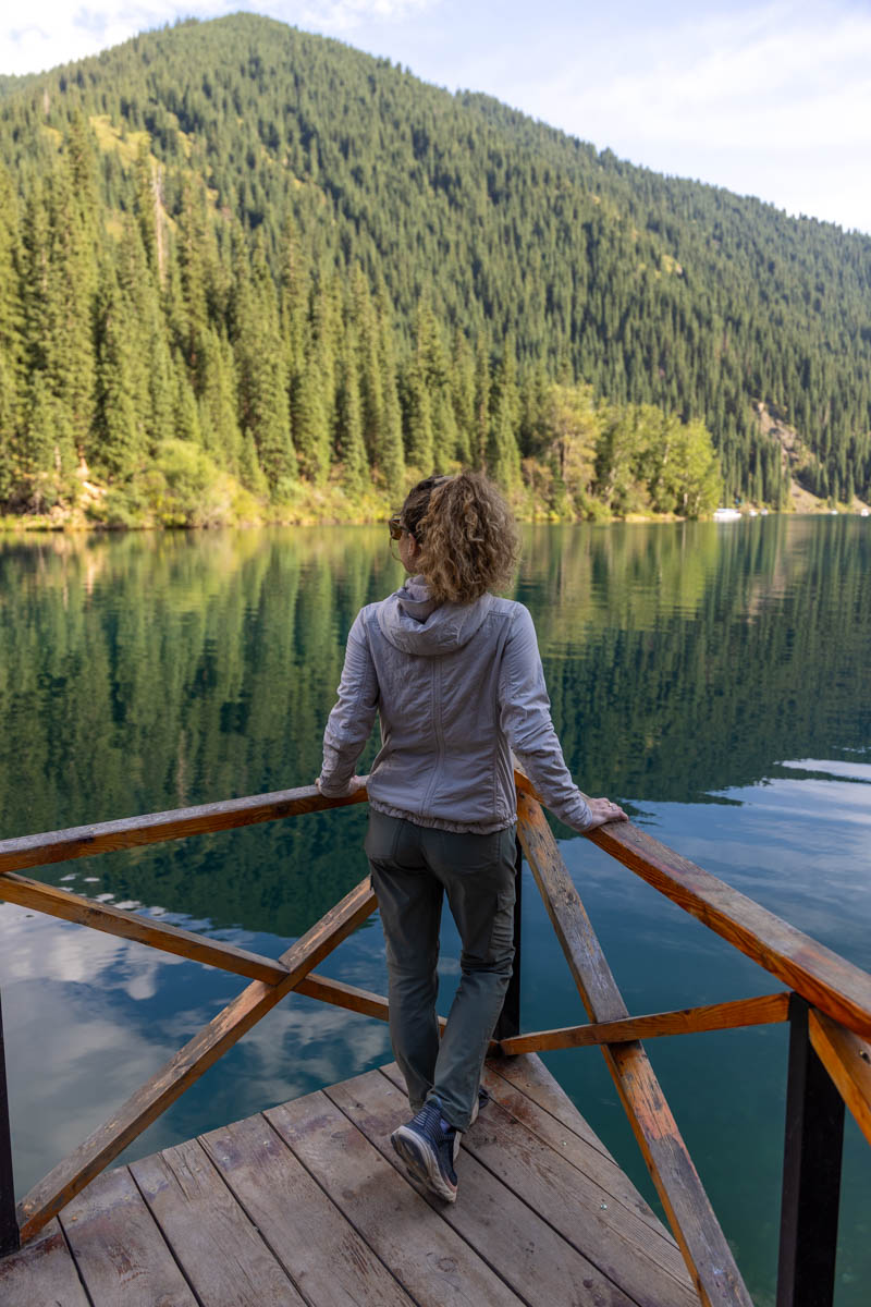 Nina wearing Kuhl at lake.